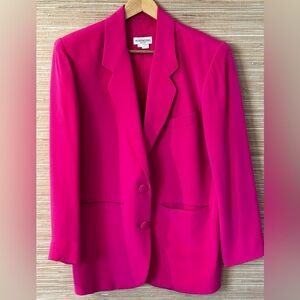 🔥VTG HENRI BENDEL s2 💯silk fuschia jacket-rare find-looks NEW-shoulder pads